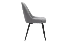 Clearance Miliboo Set de 2 sillas de diseño de tela efecto aterciopelado gris y metal negro REEZ