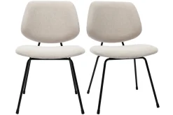 Store Miliboo Set de 2 sillas de diseño de tejido efecto aterciopelado beige y metal negro BARNET