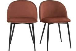 Best Sale Miliboo Set de 2 sillas de diseño de terciopelo color terracota y metal negro CELESTE