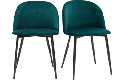 Cheap Miliboo Set de 2 sillas de diseño de terciopelo azul petróleo y metal negro CELESTE