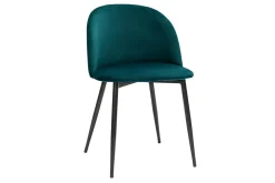 Cheap Miliboo Set de 2 sillas de diseño de terciopelo azul petróleo y metal negro CELESTE