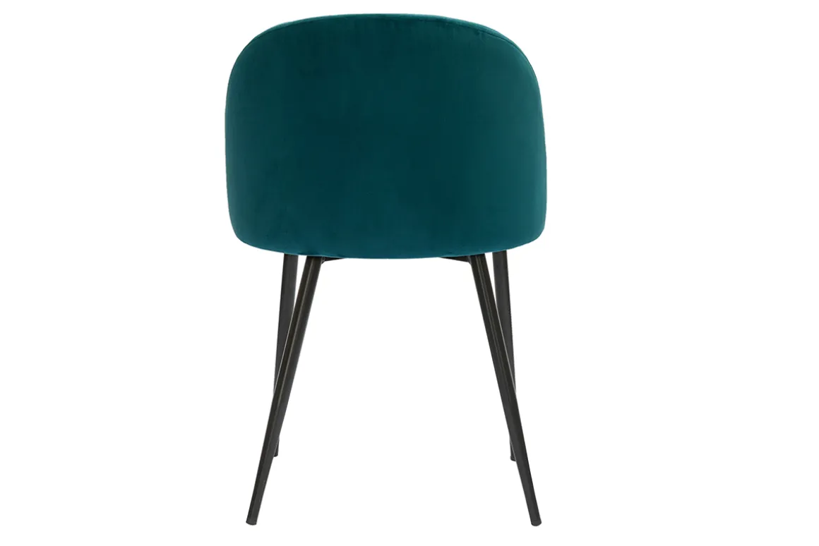 Cheap Miliboo Set de 2 sillas de diseño de terciopelo azul petróleo y metal negro CELESTE