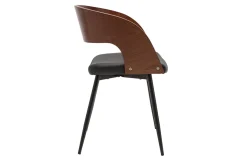 Sale Miliboo Set de 2 sillas de diseño de nogal oscuro con asiento y metal negro RIFF