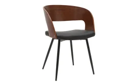 Sale Miliboo Set de 2 sillas de diseño de nogal oscuro con asiento y metal negro RIFF