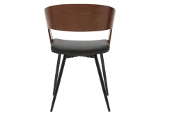 Sale Miliboo Set de 2 sillas de diseño de nogal oscuro con asiento y metal negro RIFF