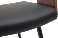 Sale Miliboo Set de 2 sillas de diseño de nogal oscuro con asiento y metal negro RIFF