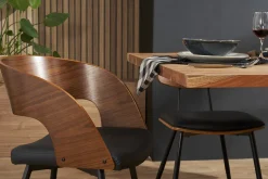 Sale Miliboo Set de 2 sillas de diseño de nogal oscuro con asiento y metal negro RIFF