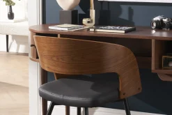 Sale Miliboo Set de 2 sillas de diseño de nogal oscuro con asiento y metal negro RIFF