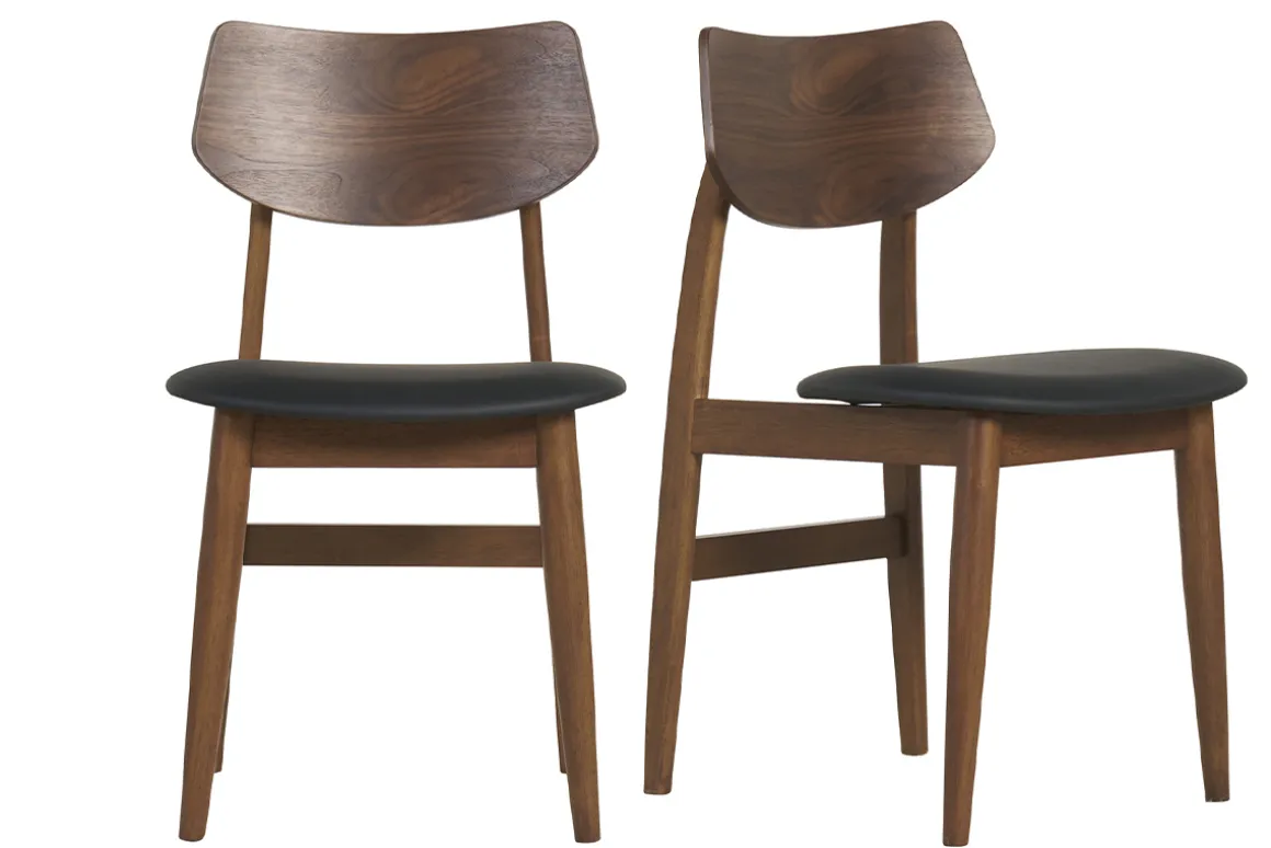 Flash Sale Miliboo Set de 2 sillas de diseño de madera oscura y negro ELION