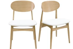 Sale Miliboo Set de 2 sillas de diseño de roble macizo blanco y madera clara VICKY