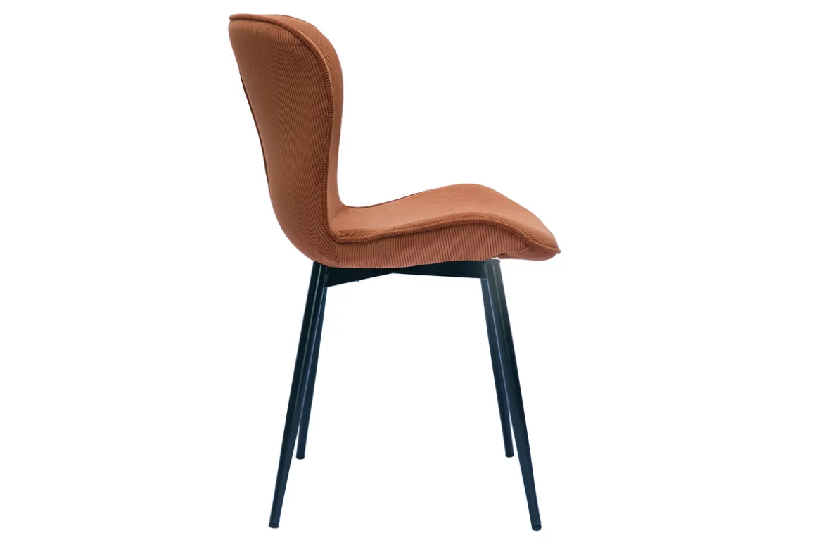 Flash Sale Miliboo Set de 2 sillas de diseño de pana terracota y metal negro ADDICT