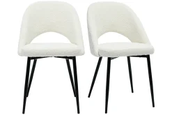 Cheap Miliboo Set de 2 sillas de diseño de tela efecto borreguillo blanco y metal negro COSETTE