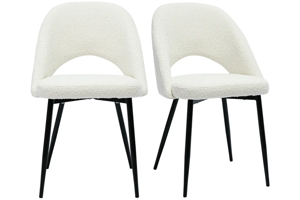 Cheap Miliboo Set de 2 sillas de diseño de tela efecto borreguillo blanco y metal negro COSETTE