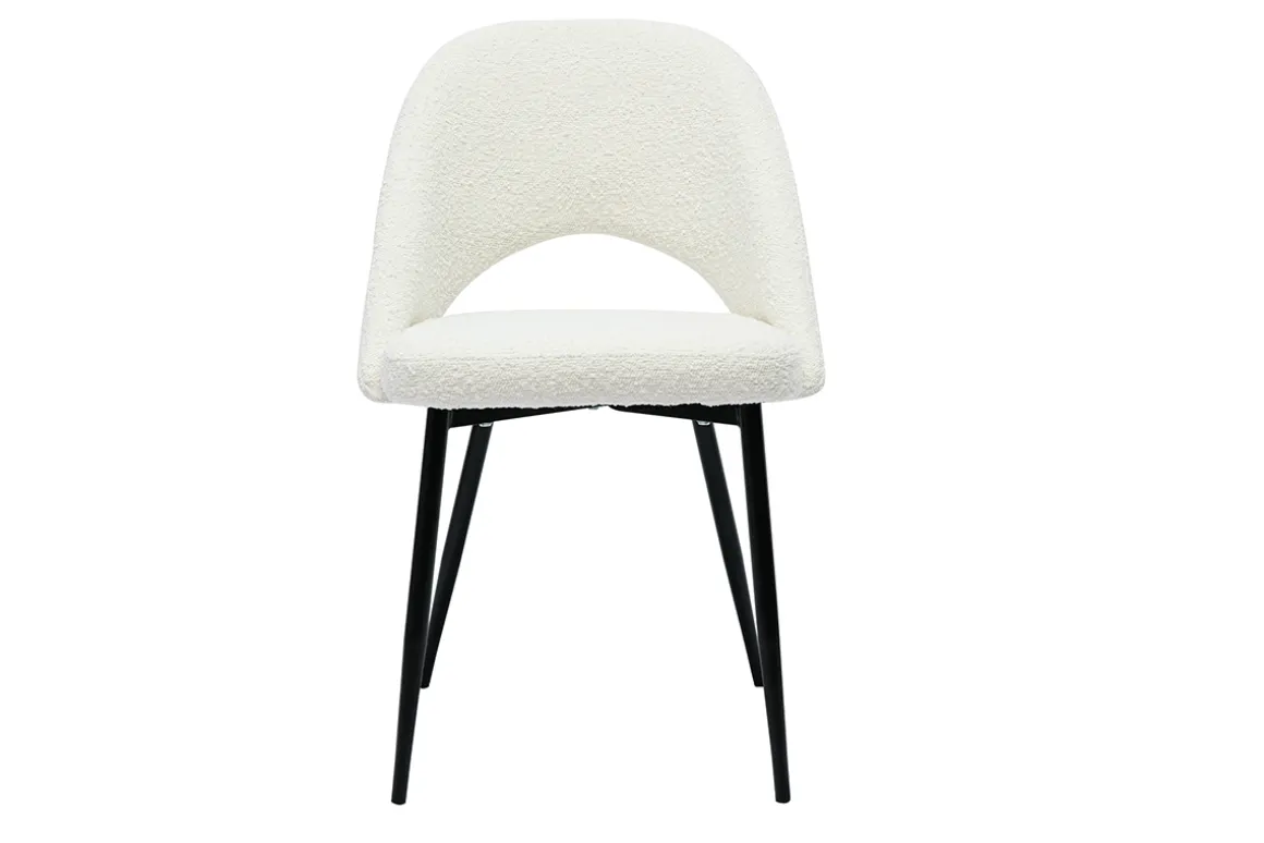 Cheap Miliboo Set de 2 sillas de diseño de tela efecto borreguillo blanco y metal negro COSETTE