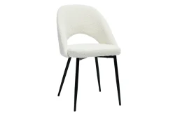 Cheap Miliboo Set de 2 sillas de diseño de tela efecto borreguillo blanco y metal negro COSETTE