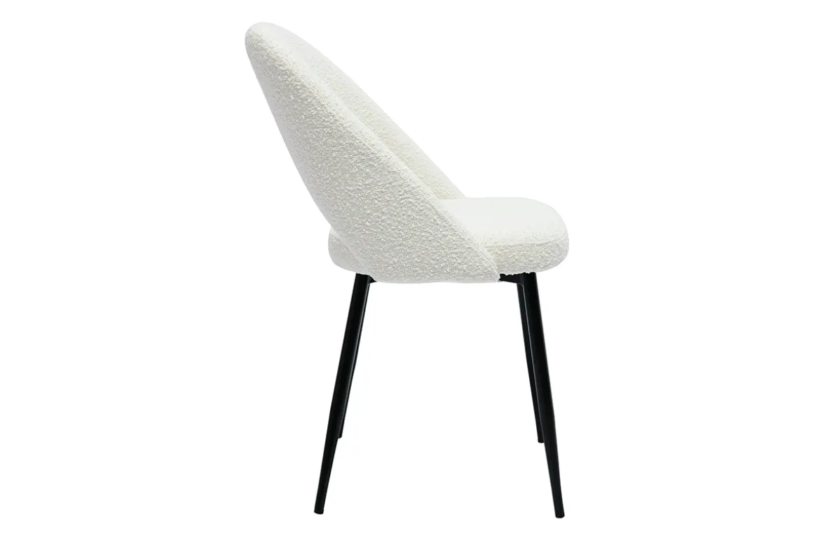 Cheap Miliboo Set de 2 sillas de diseño de tela efecto borreguillo blanco y metal negro COSETTE
