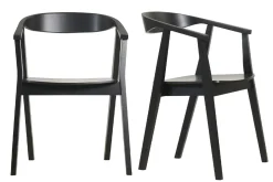 New Miliboo Set de 2 sillas de diseño de madera negra BAHIA