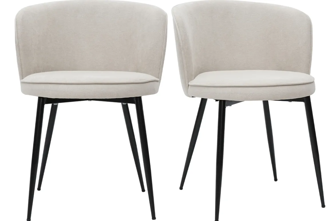 Flash Sale Miliboo Set de 2 sillas de diseño tejido efecto aterciopelado beige SERIF