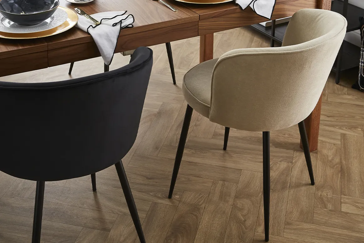 Flash Sale Miliboo Set de 2 sillas de diseño tejido efecto aterciopelado beige SERIF