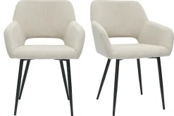 Flash Sale Miliboo Set de 2 sillas de pana color topo y metal negro LAURETTE