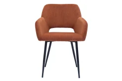 Outlet Miliboo Set de 2 sillas de pana terracota y metal negro LAURETTE