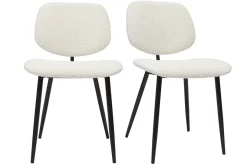 Best Sale Miliboo Set de 2 sillas de tejido efecto borreguillo blanco y metal negro TOBIAS