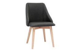 Cheap Miliboo Set de 2 sillas de tela efecto aterciopelado texturizado gris oscuro y madera clara maciza HIGGINS