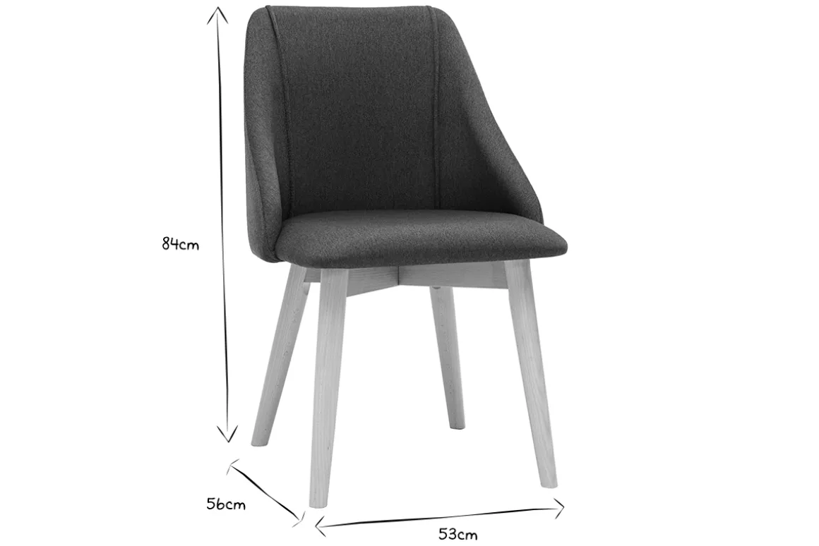 Cheap Miliboo Set de 2 sillas de tela efecto aterciopelado texturizado gris oscuro y madera clara maciza HIGGINS