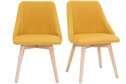 Cheap Miliboo Set de 2 sillas de tela efecto aterciopelado texturizado amarillo mostaza y madera maciza HIGGINS