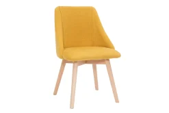 Cheap Miliboo Set de 2 sillas de tela efecto aterciopelado texturizado amarillo mostaza y madera maciza HIGGINS