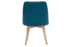 Discount Miliboo Set de 2 sillas de tela efecto aterciopelado texturizado azul petróleo y madera clara maciza HIGGINS