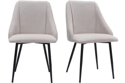 Store Miliboo Set de 2 sillas de tela efecto aterciopelado texturizado beige y metal negro HIGGINS