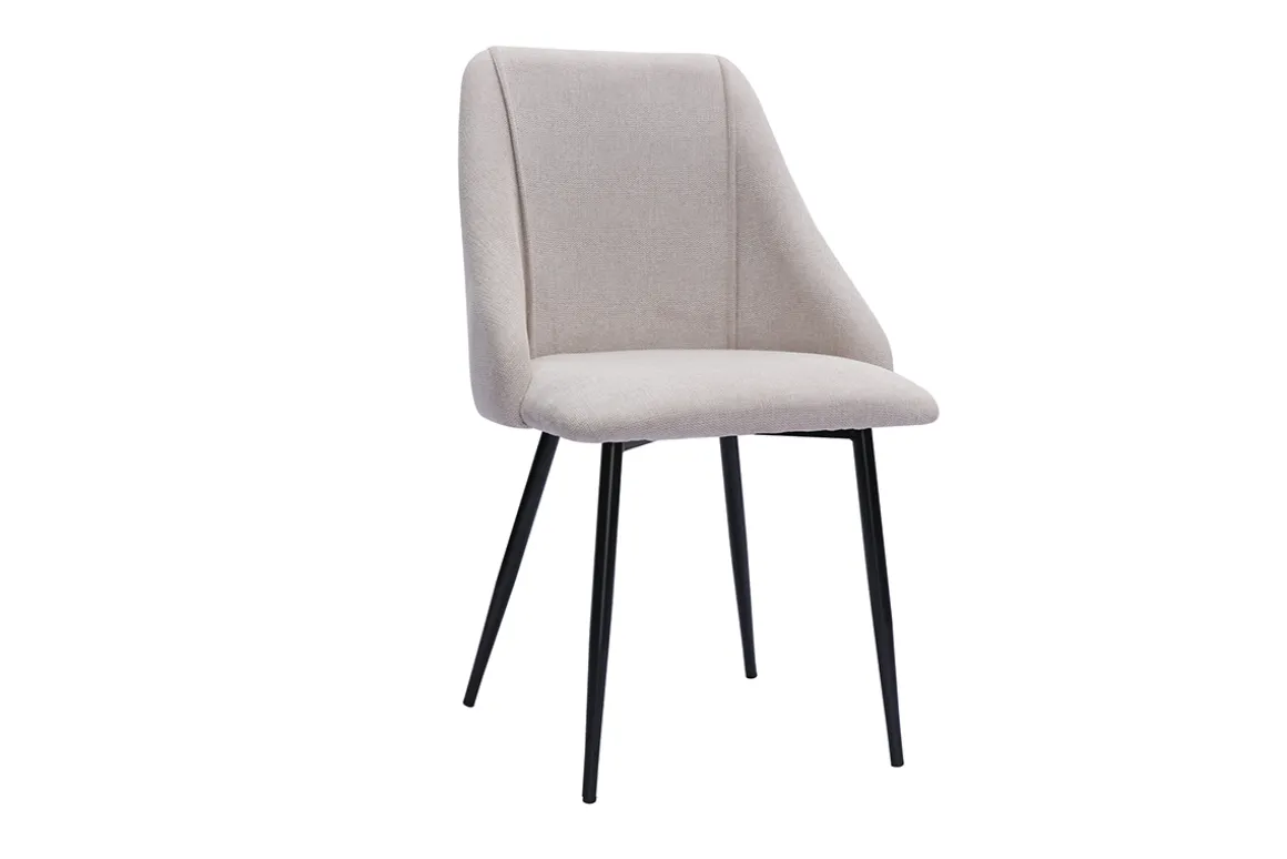 Store Miliboo Set de 2 sillas de tela efecto aterciopelado texturizado beige y metal negro HIGGINS