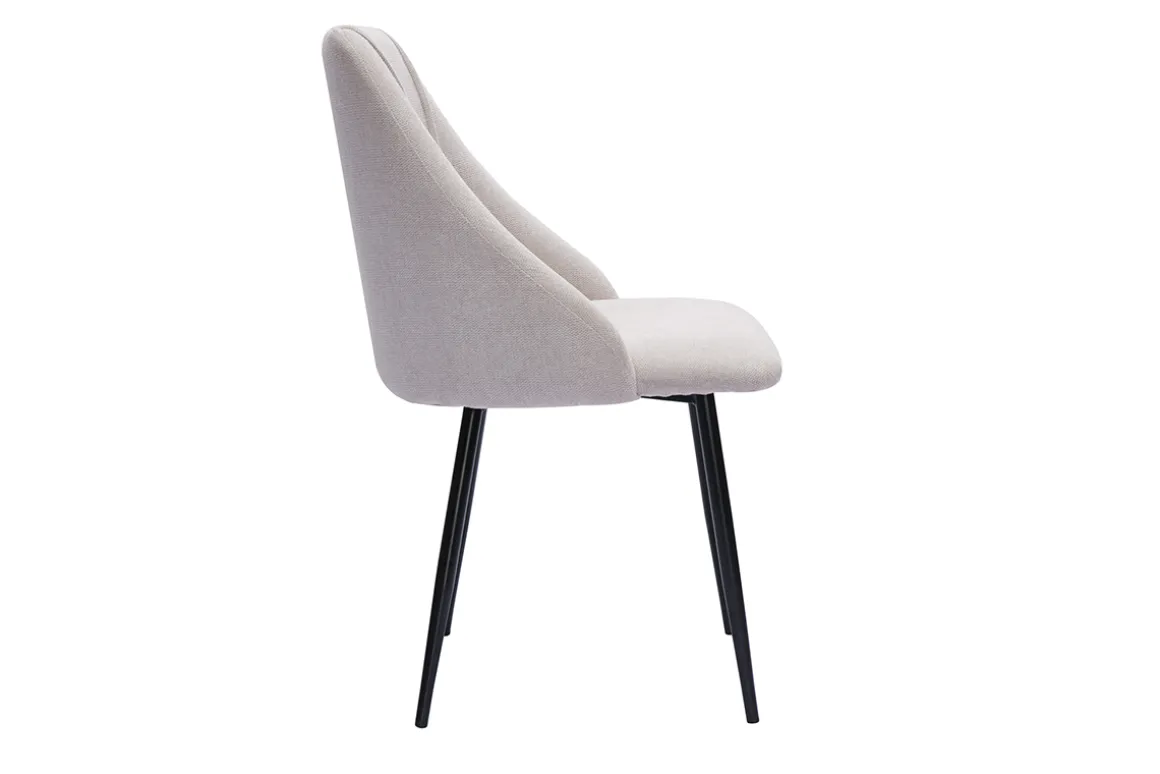 Store Miliboo Set de 2 sillas de tela efecto aterciopelado texturizado beige y metal negro HIGGINS