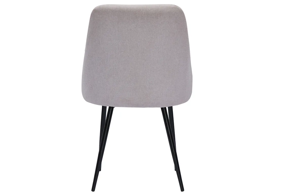 Store Miliboo Set de 2 sillas de tela efecto aterciopelado texturizado beige y metal negro HIGGINS