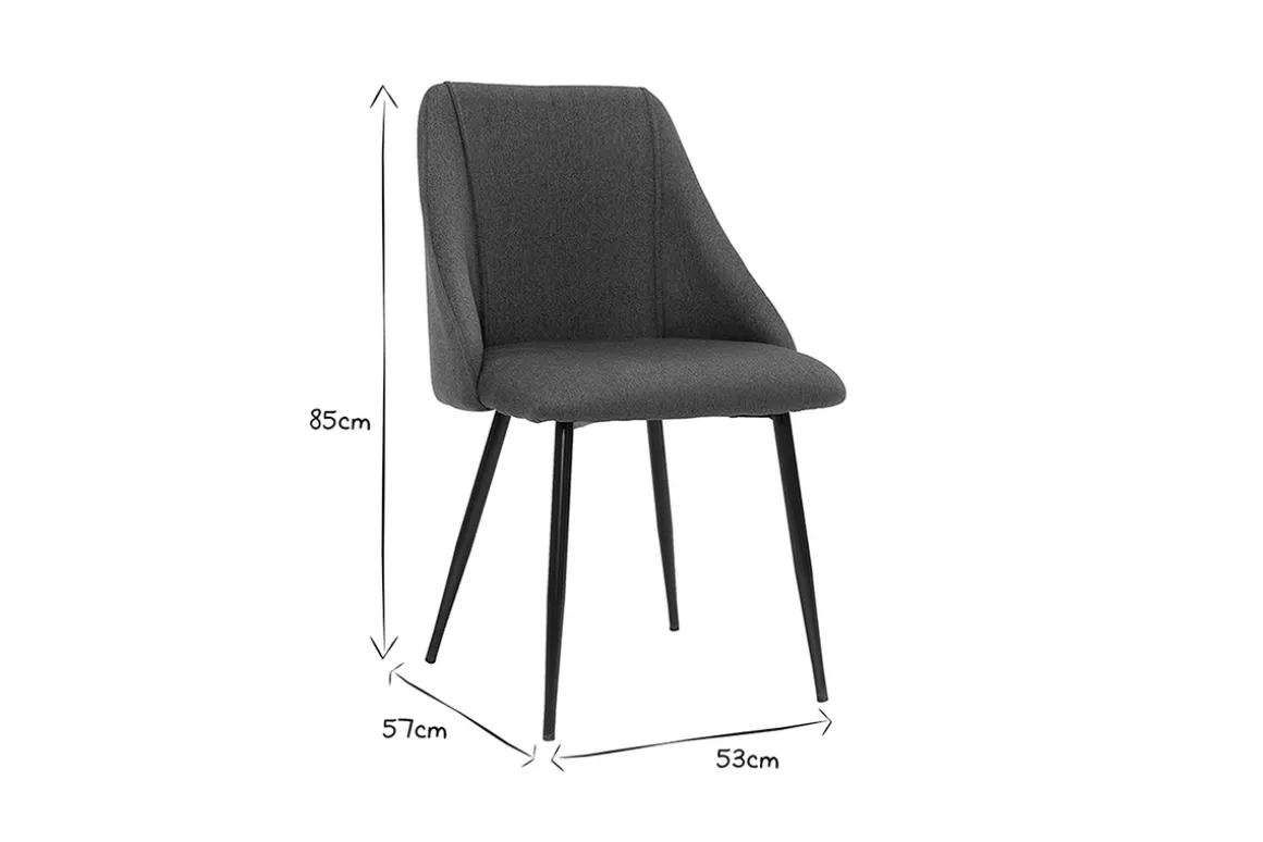 Store Miliboo Set de 2 sillas de tela efecto aterciopelado texturizado beige y metal negro HIGGINS