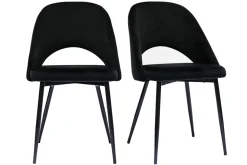 Best Sale Miliboo Set de 2 sillas de terciopelo negro con patas de metal COSETTE