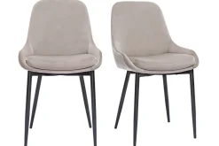 Cheap Miliboo Set de 2 sillas de terciopelo color topo y metal negro HOLO