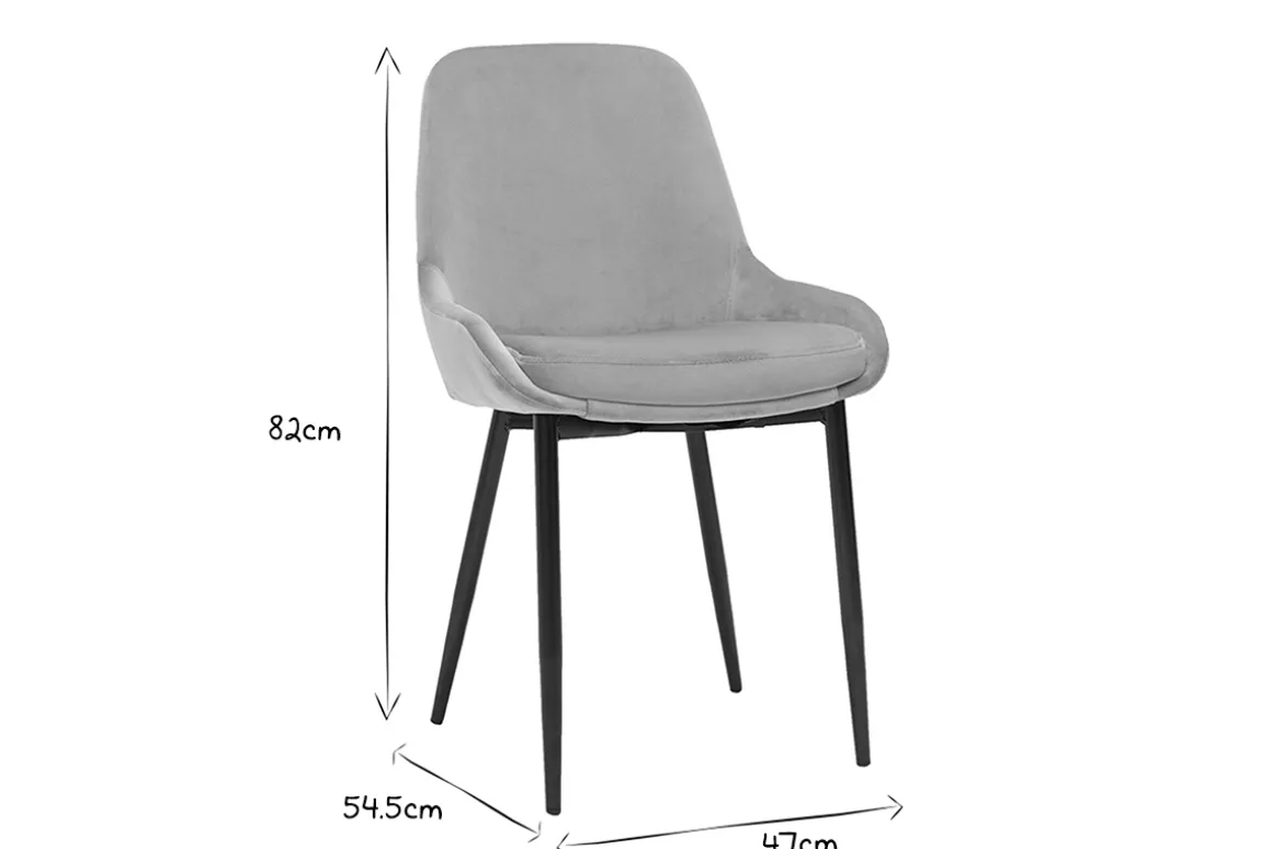 Cheap Miliboo Set de 2 sillas de terciopelo color topo y metal negro HOLO