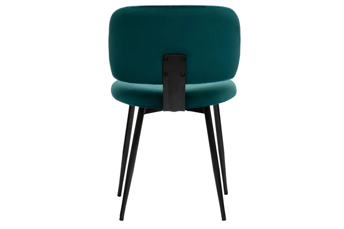 Flash Sale Miliboo Set de 2 sillas de terciopelo azul petróleo y metal negro ATRIUM