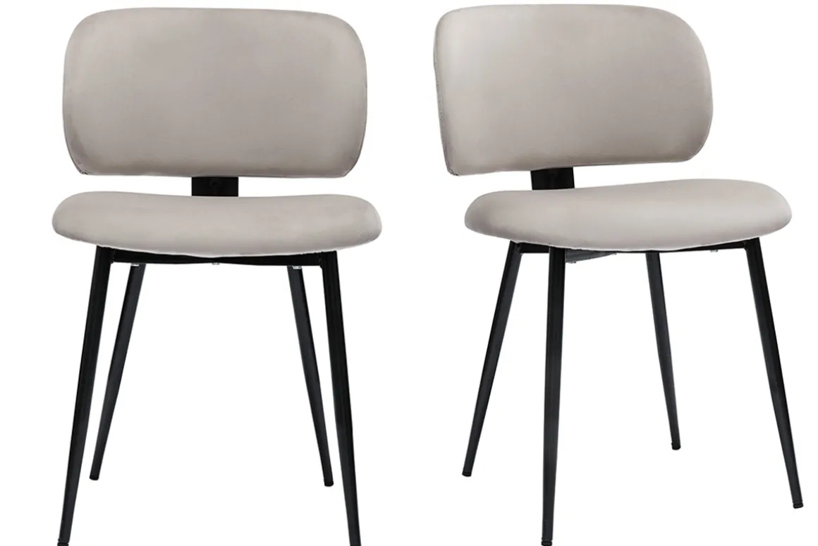 Cheap Miliboo Set de 2 sillas de terciopelo color topo y metal negro ATRIUM