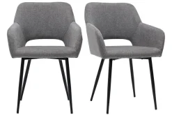 Online Miliboo Set de 2 sillas efecto aterciopelado texturizado gris LAURETTE