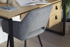 Online Miliboo Set de 2 sillas efecto aterciopelado texturizado gris LAURETTE