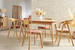 Cheap Miliboo Set de 2 sillas nórdicas apilables de roble macizo y tejido efecto aterciopelado texturizado terracota LOVA