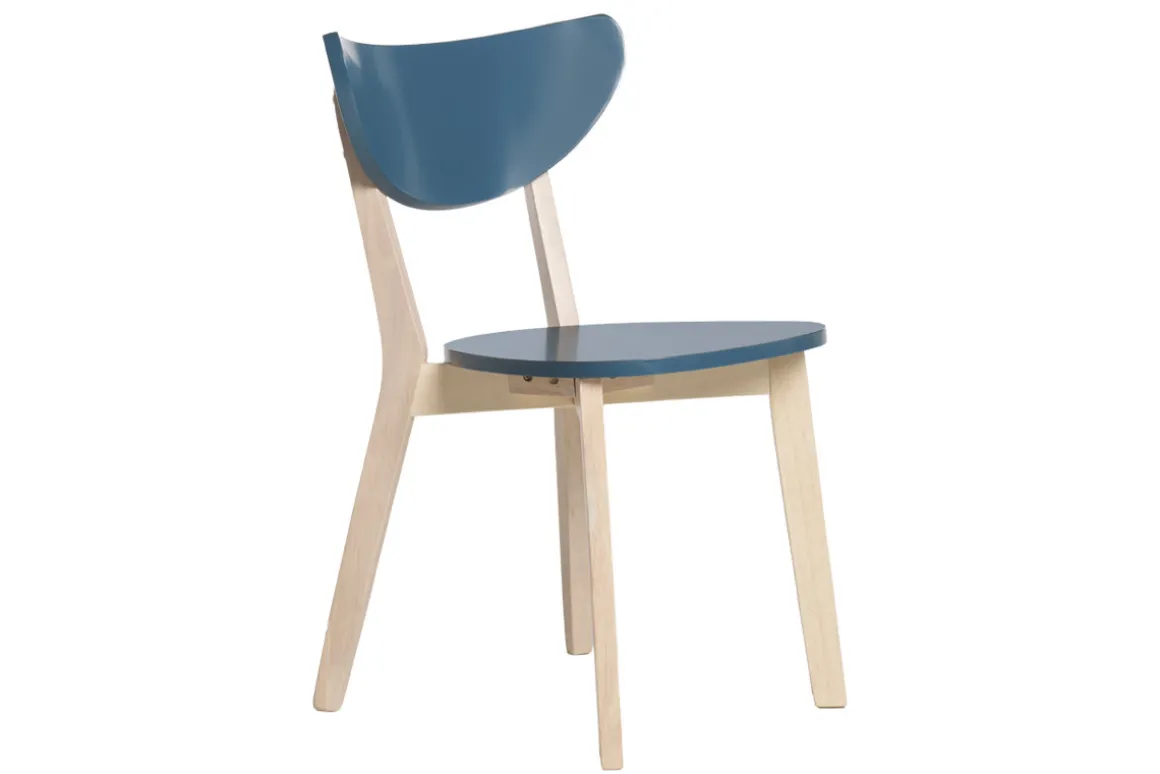 Store Miliboo Set de 2 sillas nórdicas azul petróleo y madera clara LEENA