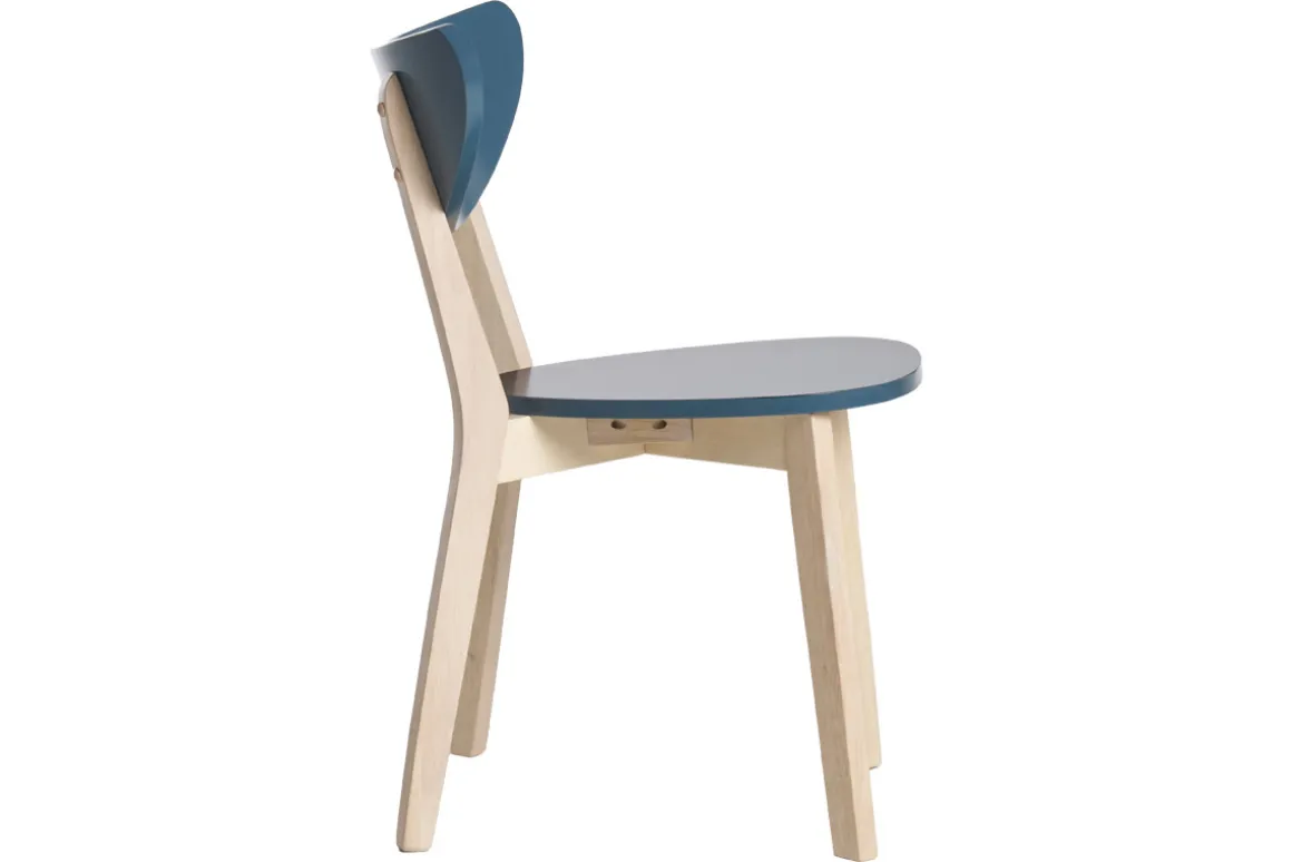 Store Miliboo Set de 2 sillas nórdicas azul petróleo y madera clara LEENA