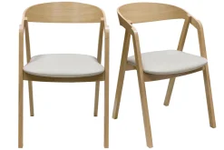 Cheap Miliboo Set de 2 sillas nórdicas de madera clara de roble macizo y tela beige LOVA