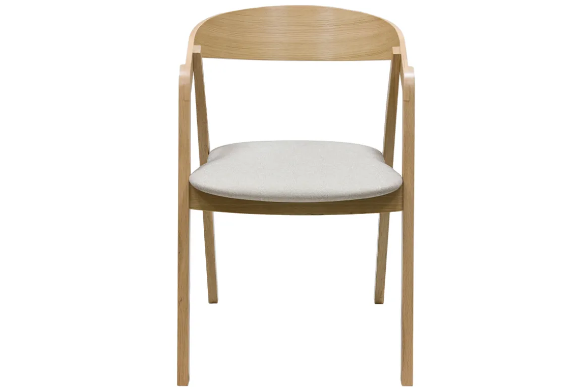 Cheap Miliboo Set de 2 sillas nórdicas de madera clara de roble macizo y tela beige LOVA