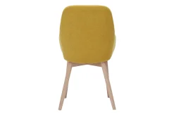 Fashion Miliboo Set de 2 sillas nórdicas de tela efecto aterciopelado amarillo mostaza y madera clara maciza HOLO