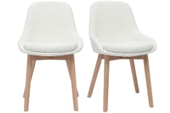 Hot Miliboo Set de 2 sillas nórdicas de borreguillo blanco y madera clara maciza HOLO